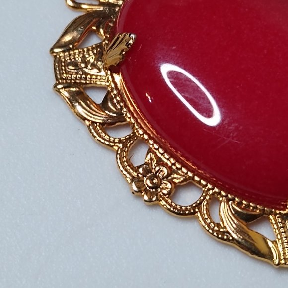 Vintage Red Pendant Necklace 23.5 Inches - Picture 8 of 15